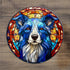 Border Collie Circular Glass Suncatcher Worktop Saver